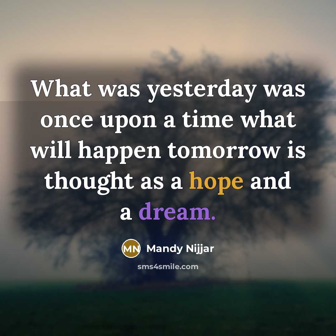 “What was yesterday was once upon a time what will…” quote by Mandy Nijjar
