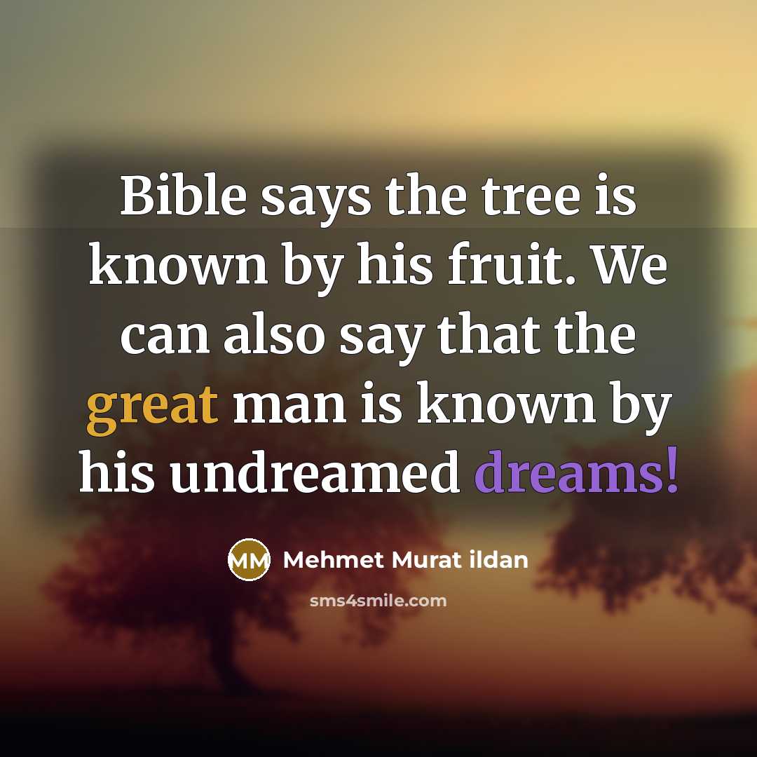 “Bible says the tree is known by his fruit. We…” quote by Mehmet Murat Ildan