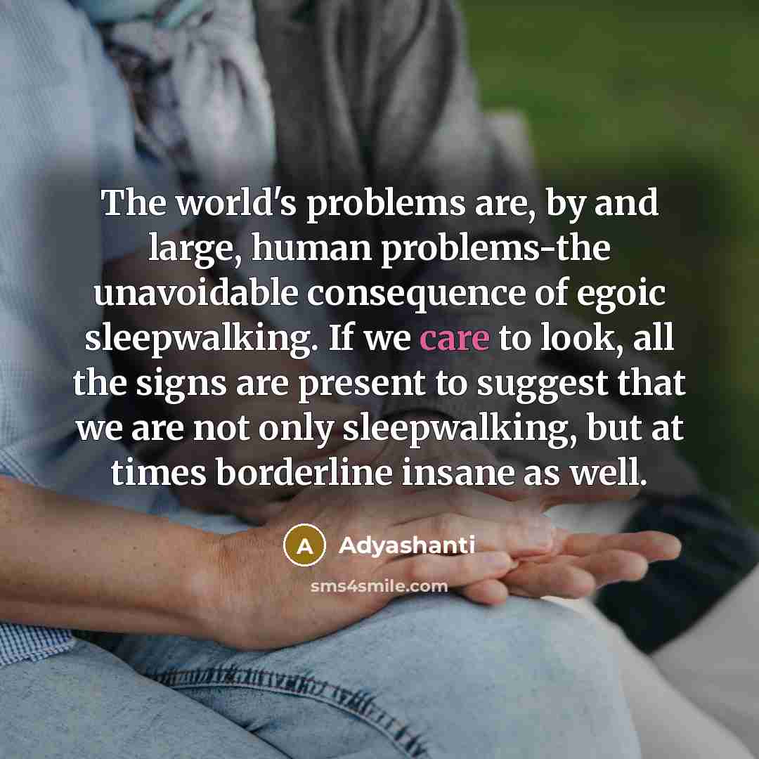 “The world's problems are, by and large, human problems-the unavoidable…” quote by Adyashanti