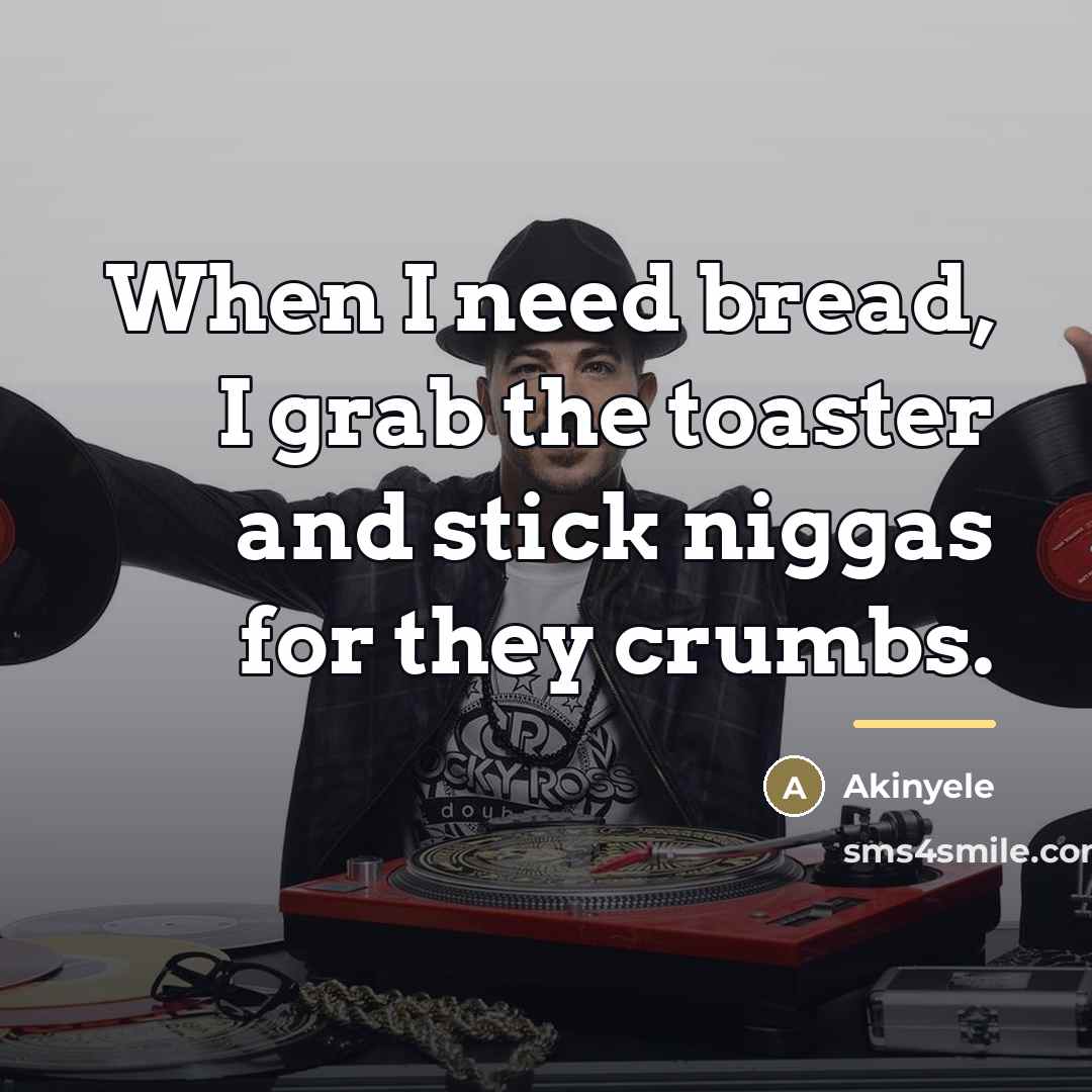 “When I need bread, I grab the toaster and stick…” quote by Akinyele