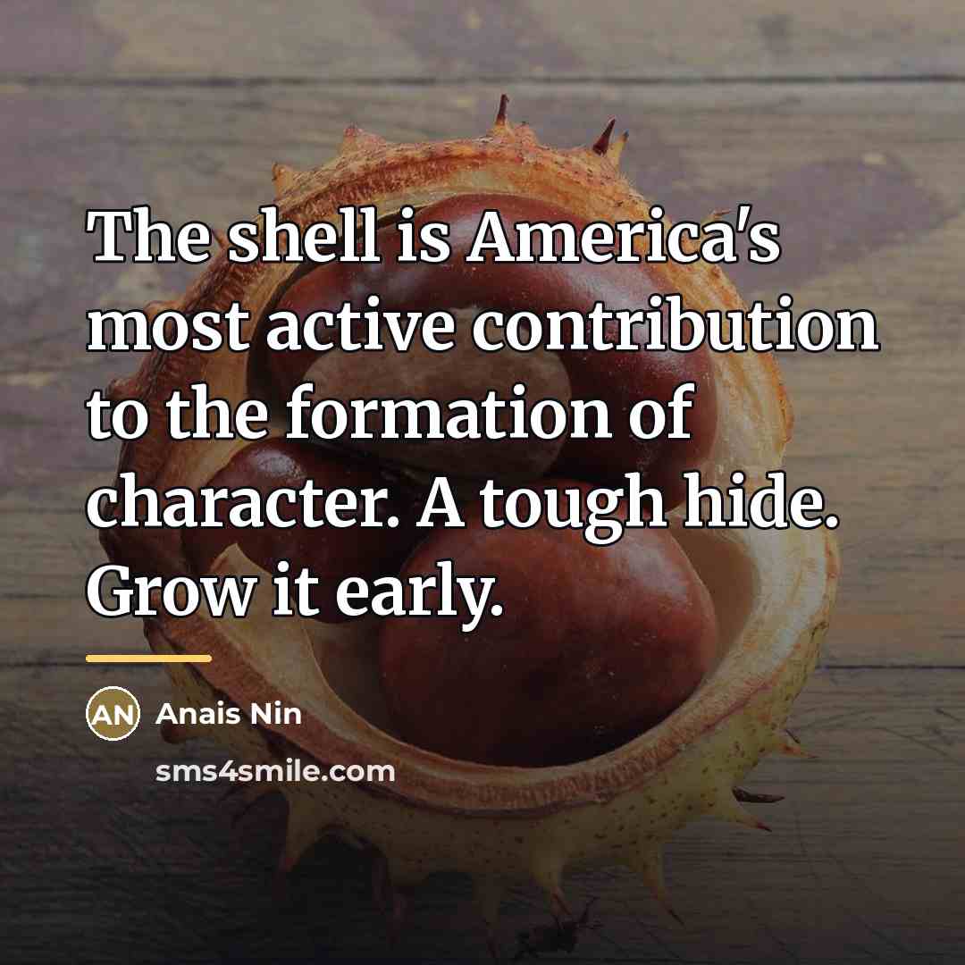 “The shell is America's most active contribution to the formation…” quote by Anais Nin