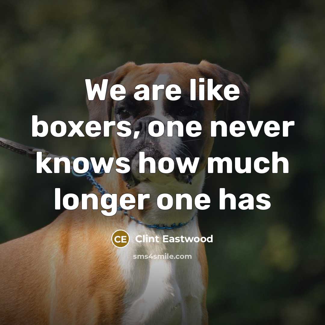 “We are like boxers, one never knows how much longer…” quote by Clint Eastwood
