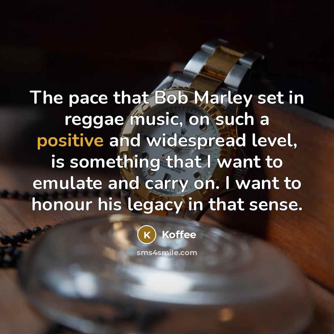 “The pace that Bob Marley set in reggae music, on…” quote by Koffee