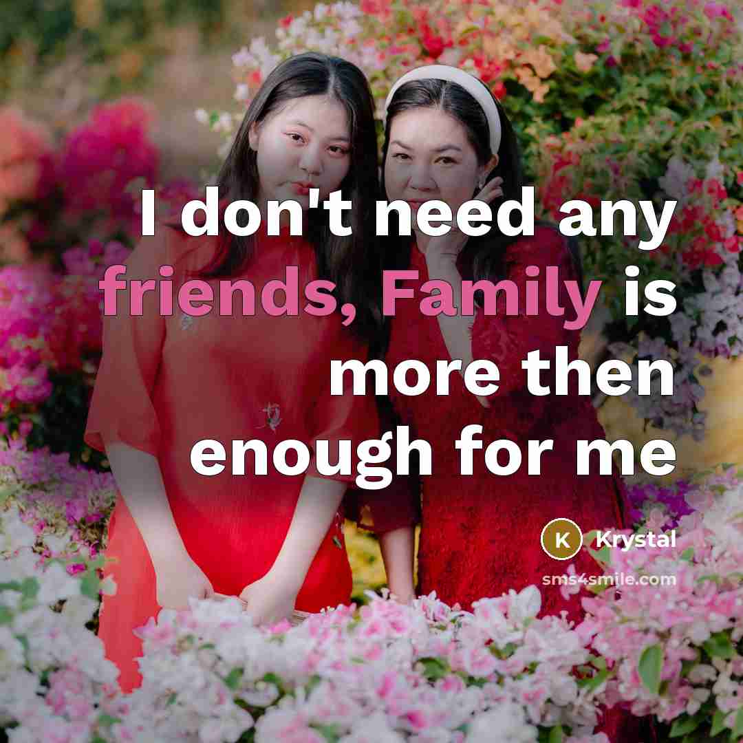 “I don't need any friends, Family is more then enough…” quote by Krystal
