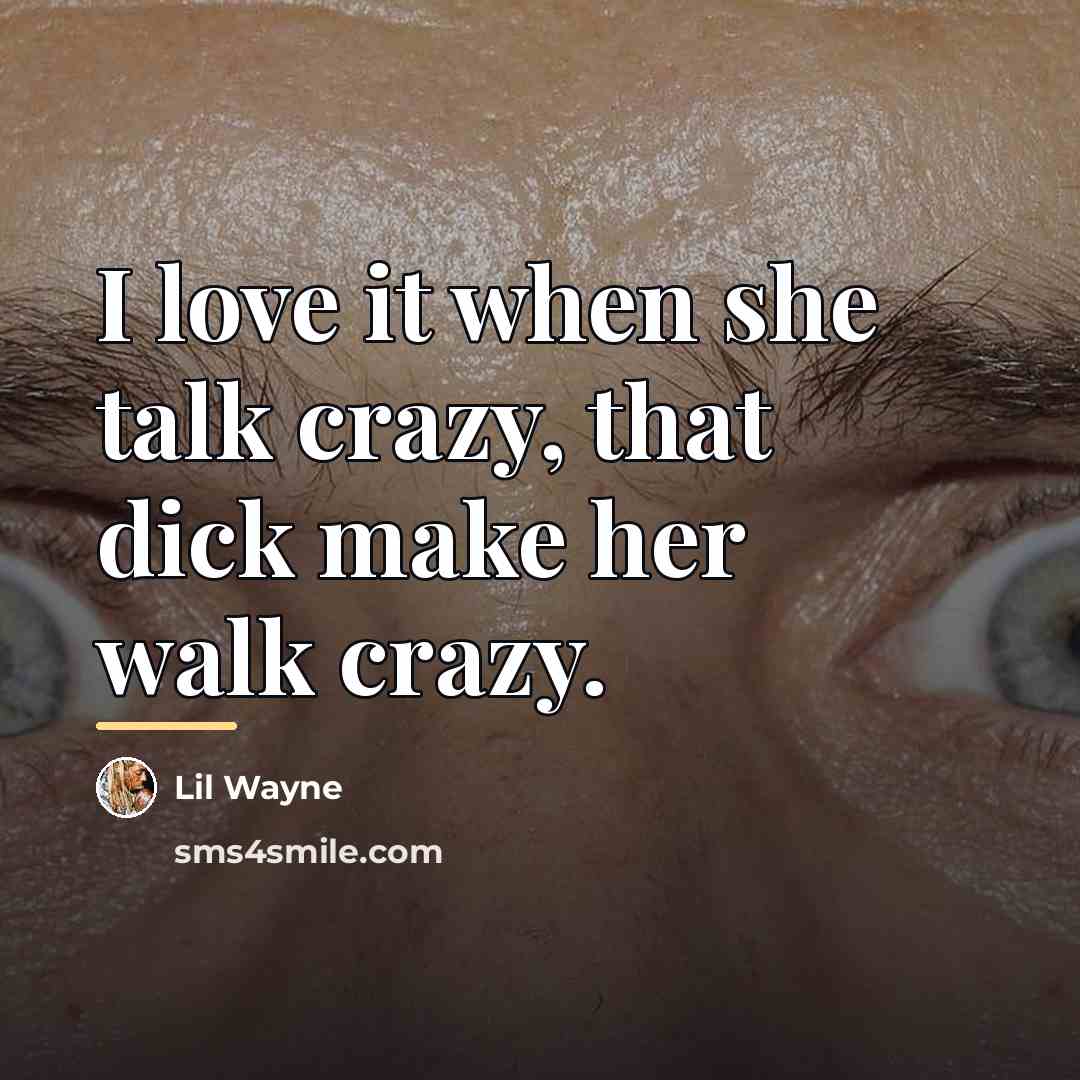 “I love it when she talk crazy, that dick make…” quote by Lil Wayne