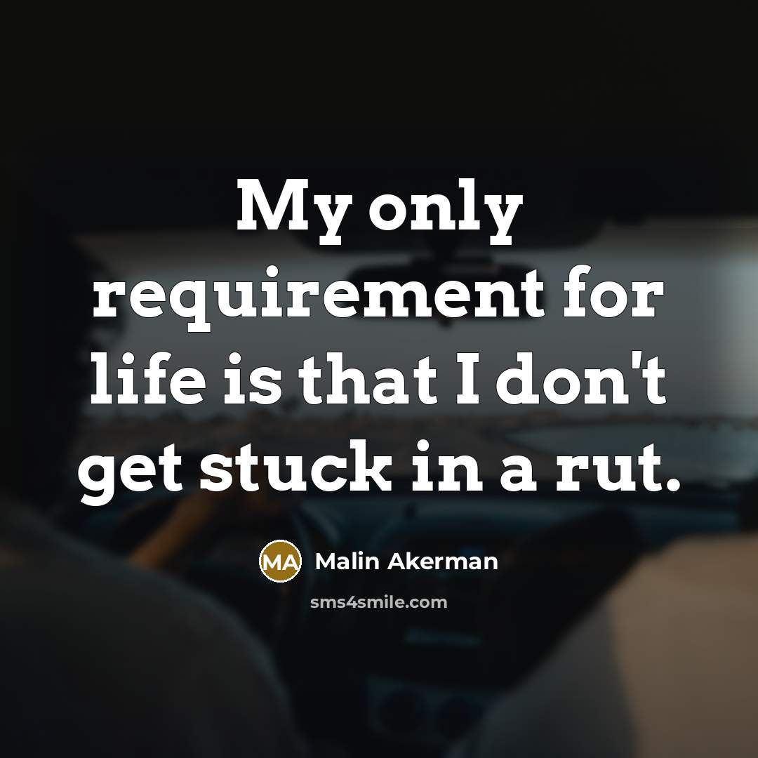 “My only requirement for life is that I don't get…” quote by Malin Akerman