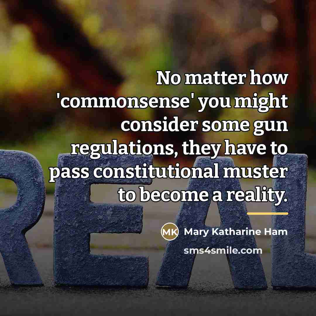 “No matter how 'commonsense' you might consider some gun regulations,…” quote by Mary Katharine Ham
