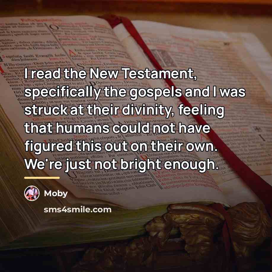 “I read the New Testament, specifically the gospels and I…” quote by Moby