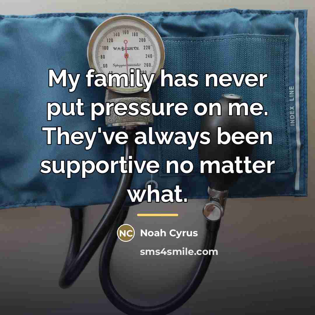 “My family has never put pressure on me. They've always…” quote by Noah Cyrus