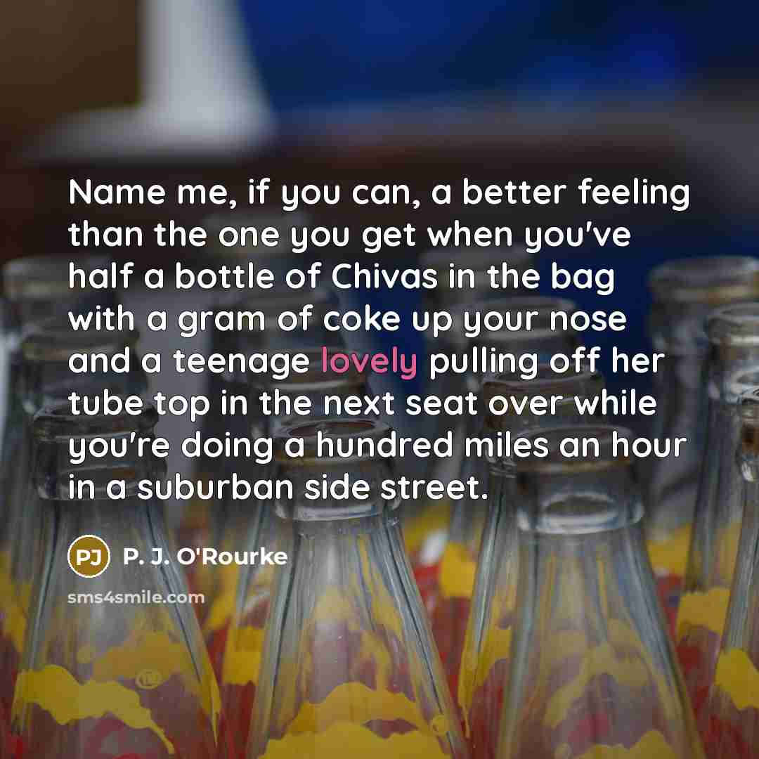 “Name me, if you can, a better feeling than the…” quote by P. J. O'Rourke
