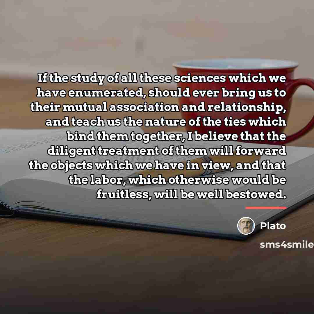 “If the study of all these sciences which we have…” quote by Plato