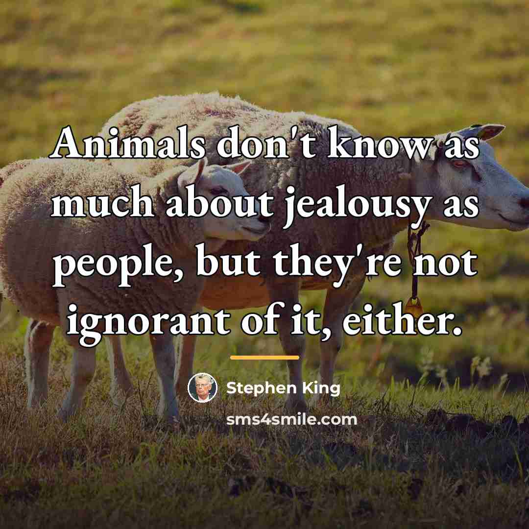 “Animals don't know as much about jealousy as people, but…” quote by Stephen King