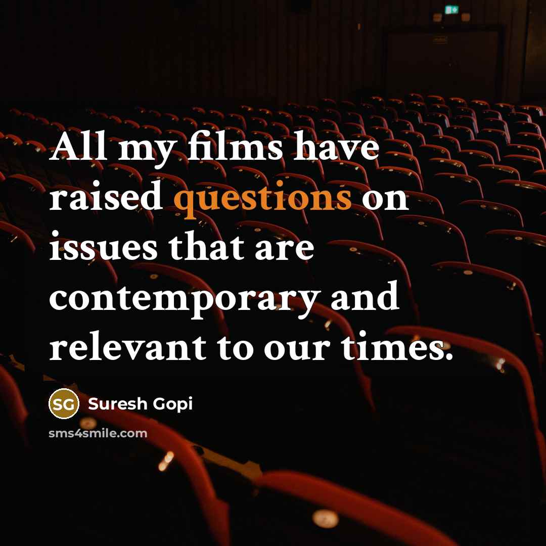 “All my films have raised questions on issues that are…” quote by Suresh Gopi
