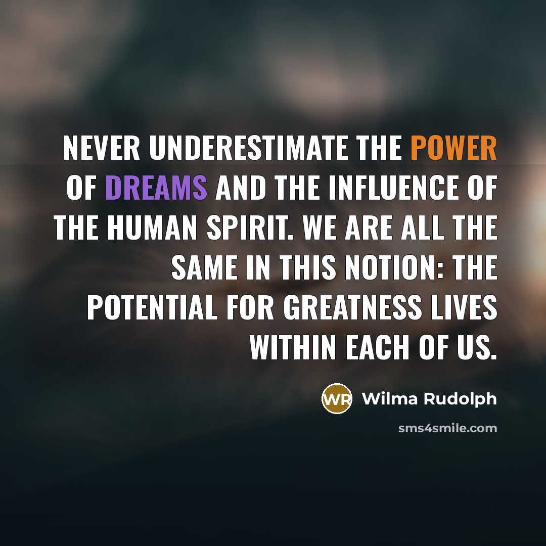 “Never underestimate the power of dreams and the influence of…” quote by Wilma Rudolph