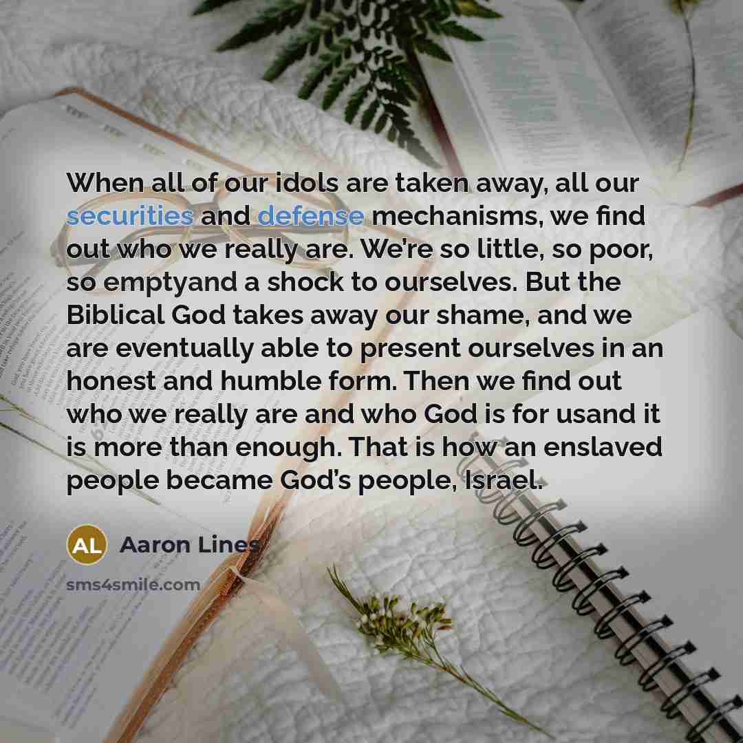 “When all of our idols are taken away, all our…” quote by Aaron Lines