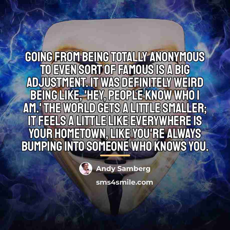 “Going from being totally anonymous to even sort of famous…” quote by Andy Samberg