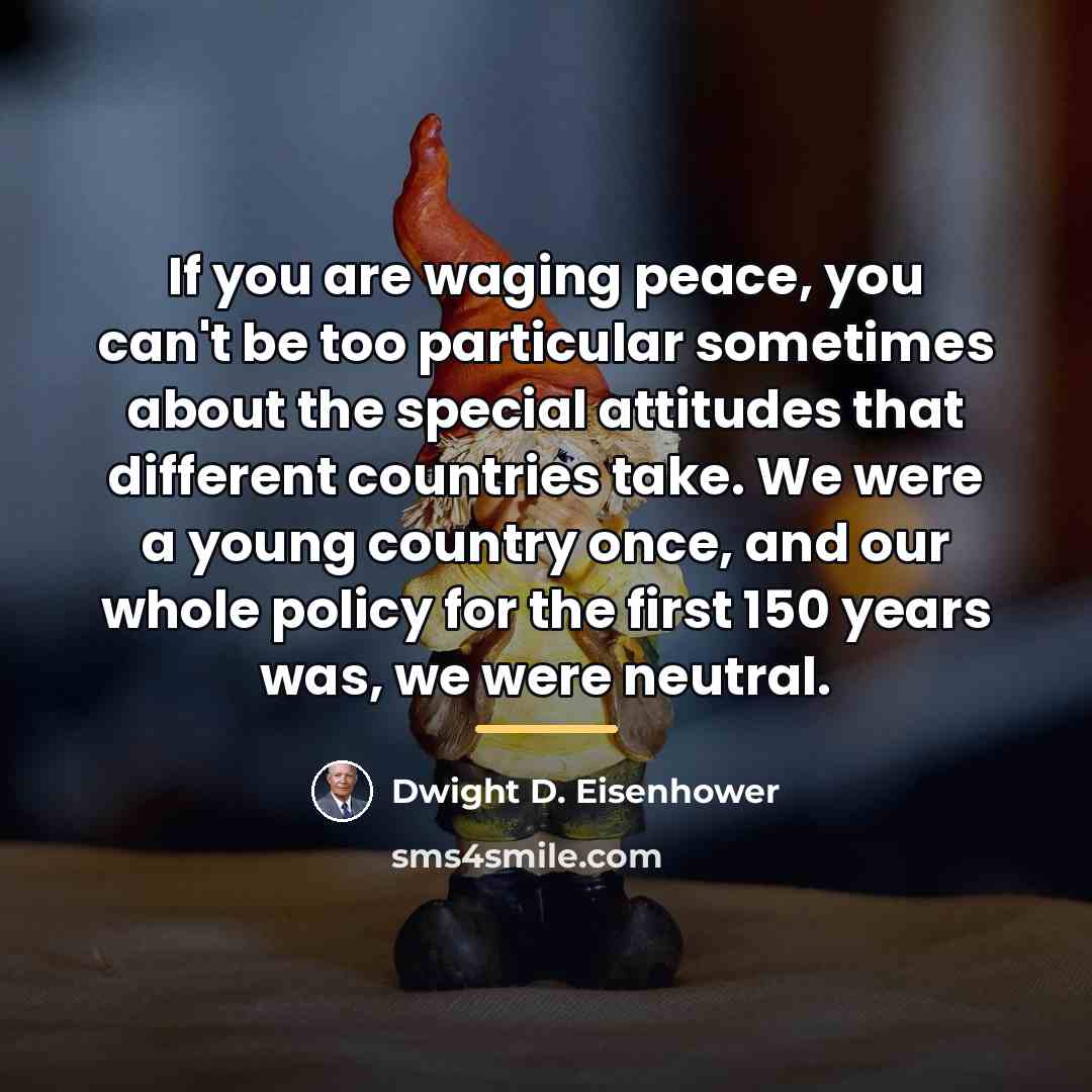 “If you are waging peace, you can't be too particular…” quote by Dwight D. Eisenhower