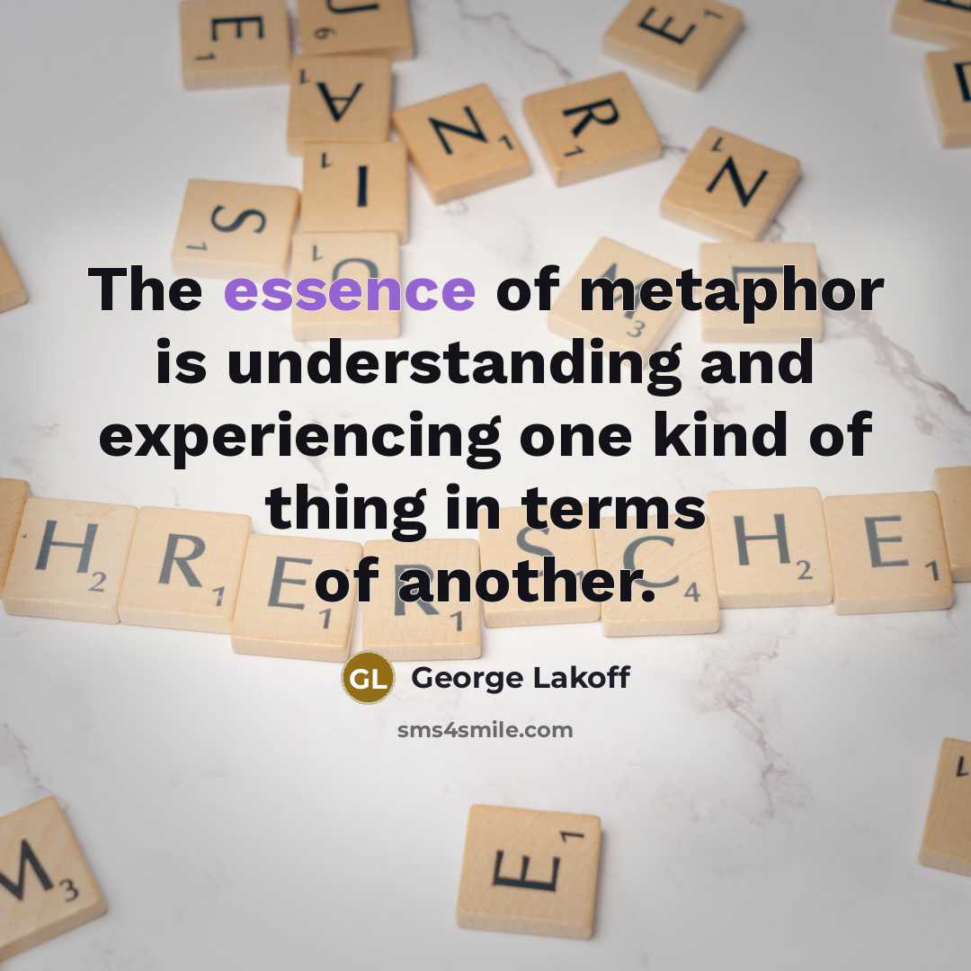 “The essence of metaphor is understanding and experiencing one kind…” quote by George Lakoff