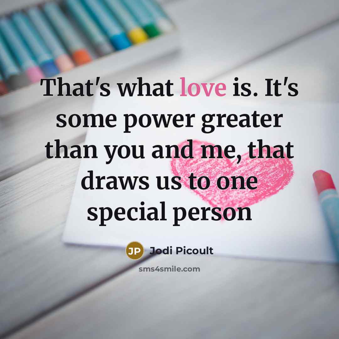 “That's what love is. It's some power greater than you…” quote by Jodi Picoult