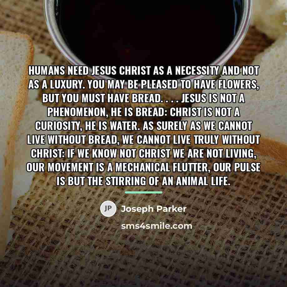 “Humans need Jesus Christ as a necessity and not as…” quote by Joseph Parker