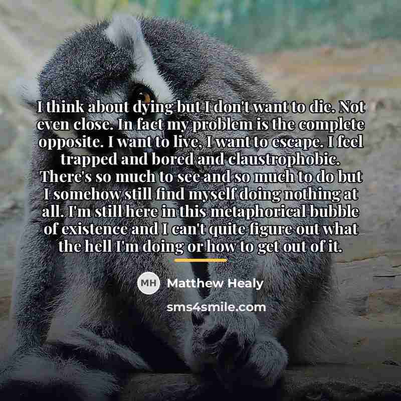 “I think about dying but I don't want to die.…” quote by Matthew Healy