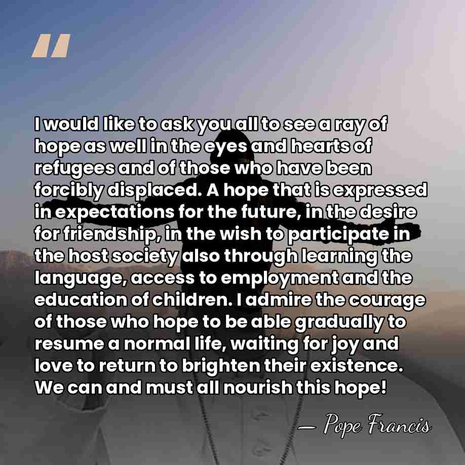 I would like to ask you all to see a ray of&hellip; - Pope Francis