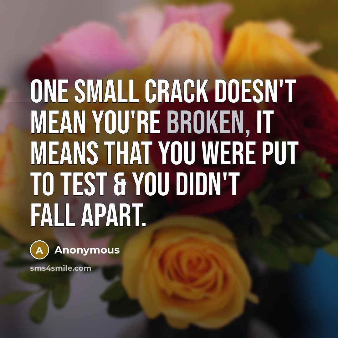 “One small crack doesn't mean you're broken, it means that…” quote by Anonymous