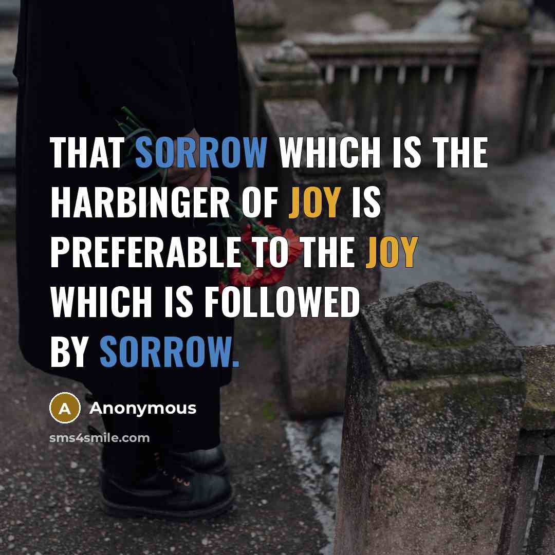 “That sorrow which is the harbinger of joy is preferable…” quote by Anonymous
