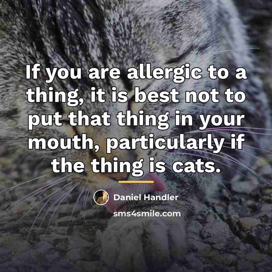 “If you are allergic to a thing, it is best…” quote by Daniel Handler