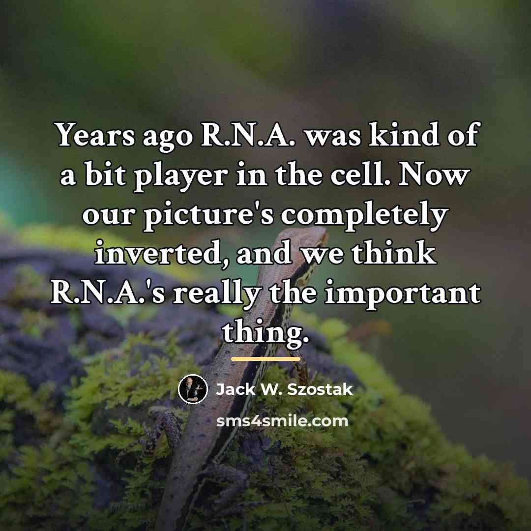 “Years ago R.N.A. was kind of a bit player in…” quote by Jack W. Szostak