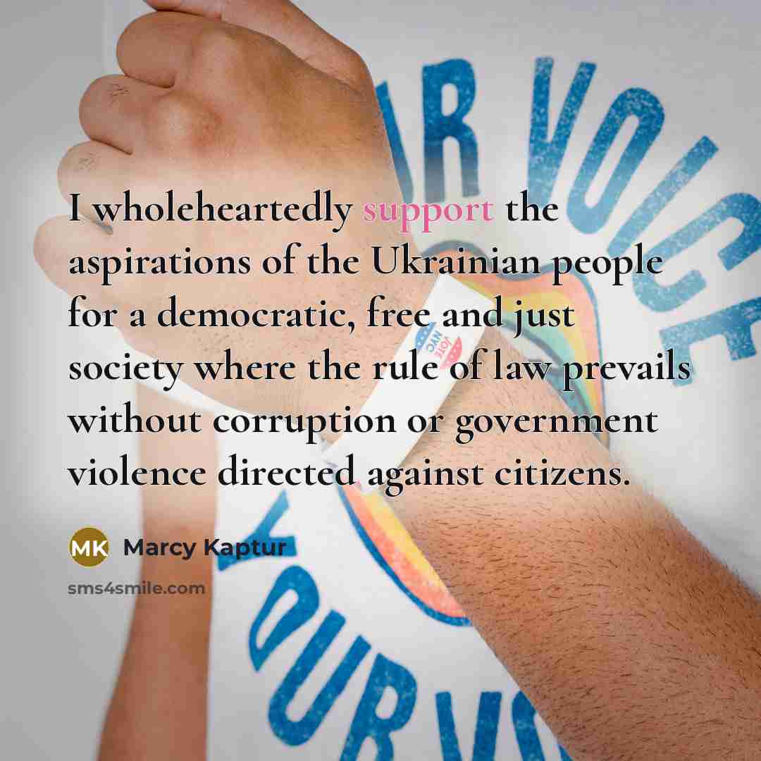 “I wholeheartedly support the aspirations of the Ukrainian people for…” quote by Marcy Kaptur