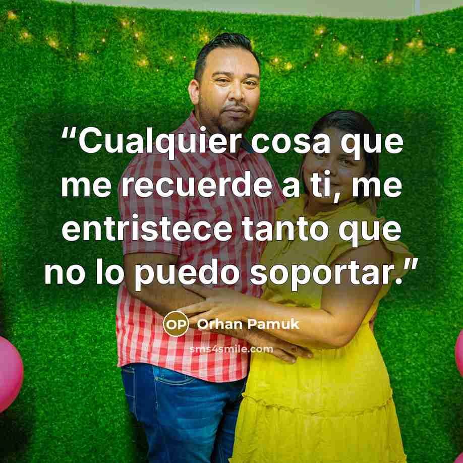 “Cualquier cosa que me recuerde a ti, me entristece tanto que no lo puedo soportar.” quote by Orhan Pamuk