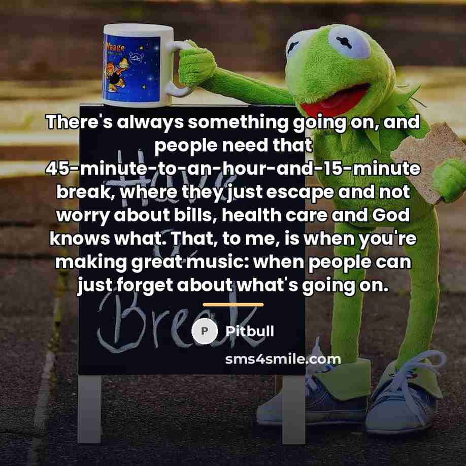 “There's always something going on, and people need that 45-minute-to-an-hour-and-15-minute…” quote by Pitbull