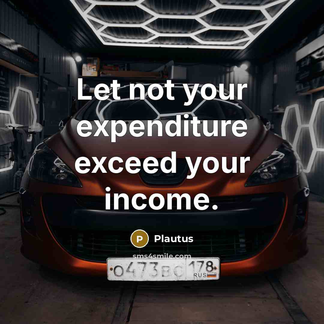 “Let not your expenditure exceed your income.…” quote by Plautus