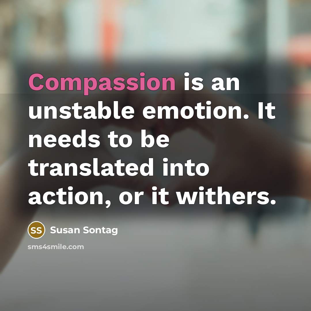 “Compassion is an unstable emotion. It needs to be translated…” quote by Susan Sontag