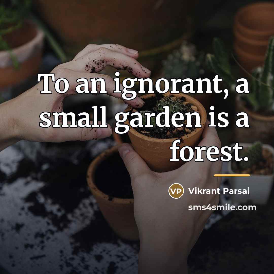 “To an ignorant, a small garden is a forest.…” quote by Vikrant Parsai