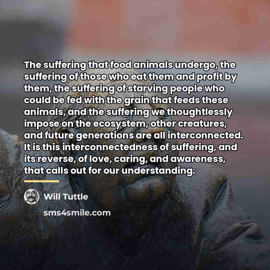 “The suffering that food animals undergo, the suffering of those…” quote by Will Tuttle
