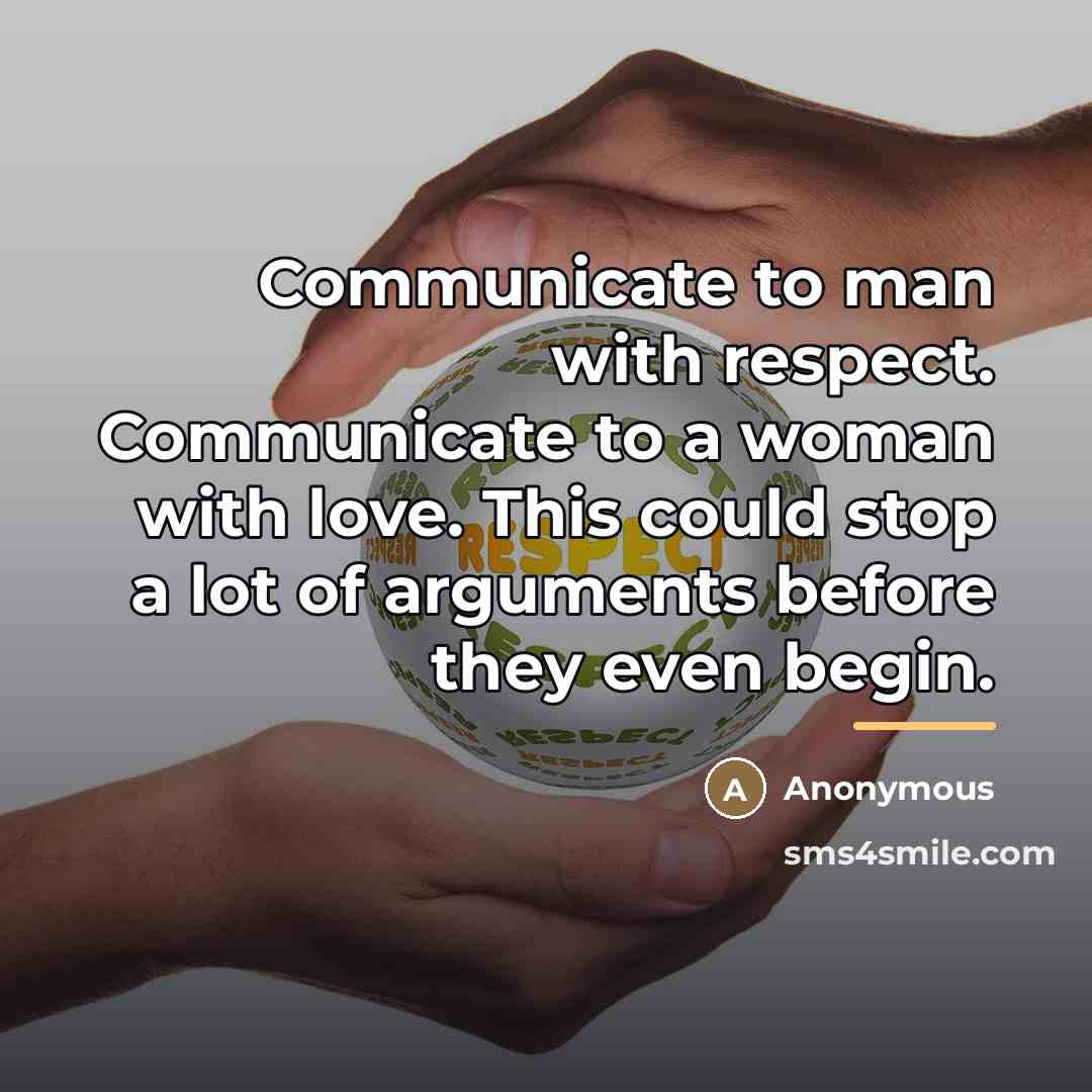 “Communicate to man with respect. Communicate to a woman with…” quote by Anonymous