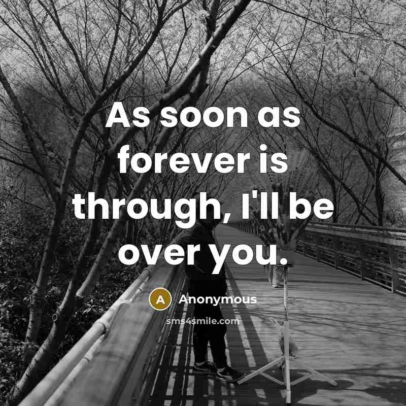 “As soon as forever is through, I'll be over you.” quote by Anonymous
