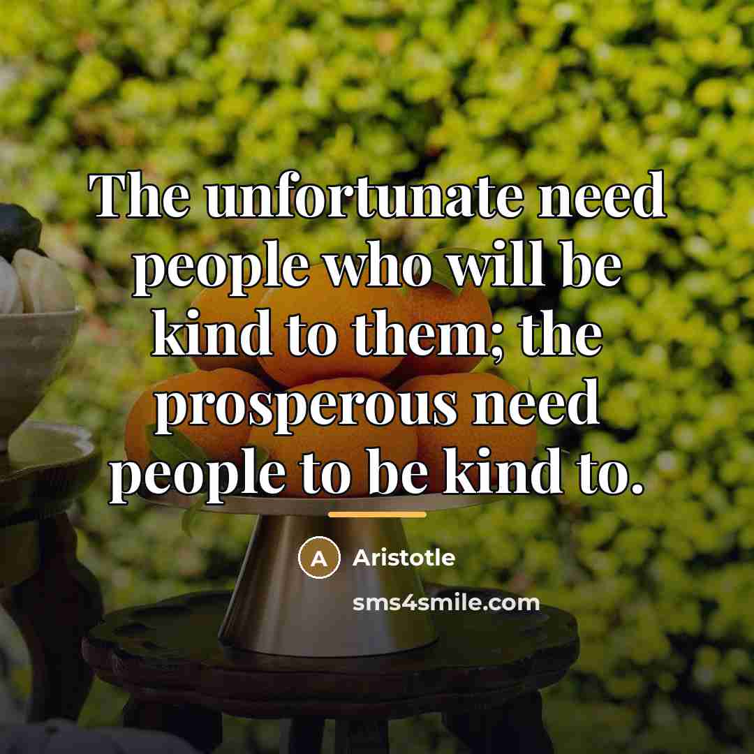 “The unfortunate need people who will be kind to them;…” quote by Aristotle