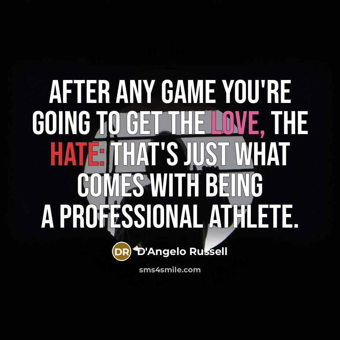 “After any game you're going to get the love, the hate: That's just what comes with being a professional athlete.” quote by D'Angelo Russell