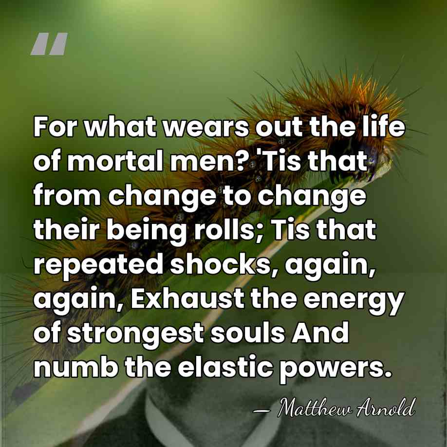 For what wears out the life of mortal men? 'Tis that from&hellip; - Matthew Arnold