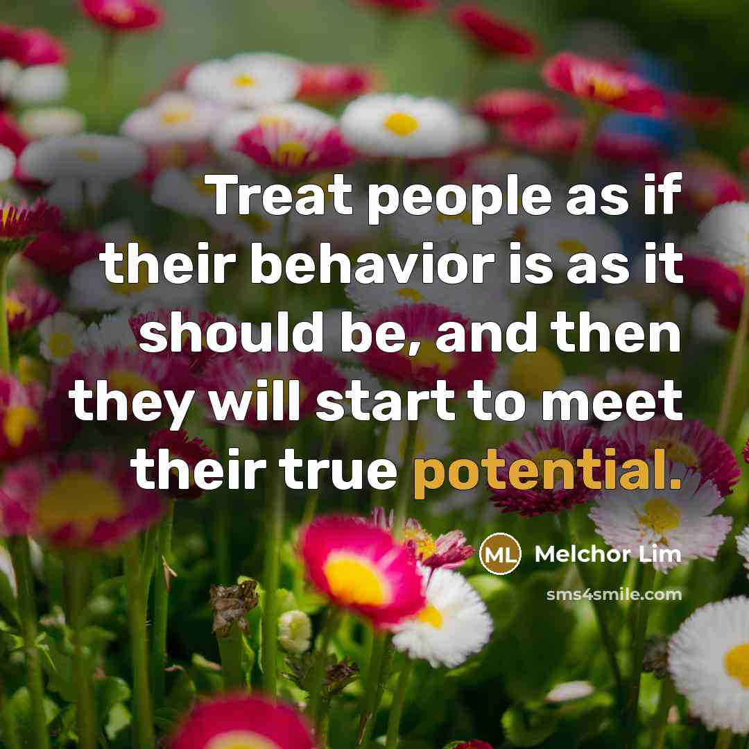 “Treat people as if their behavior is as it should…” quote by Melchor Lim