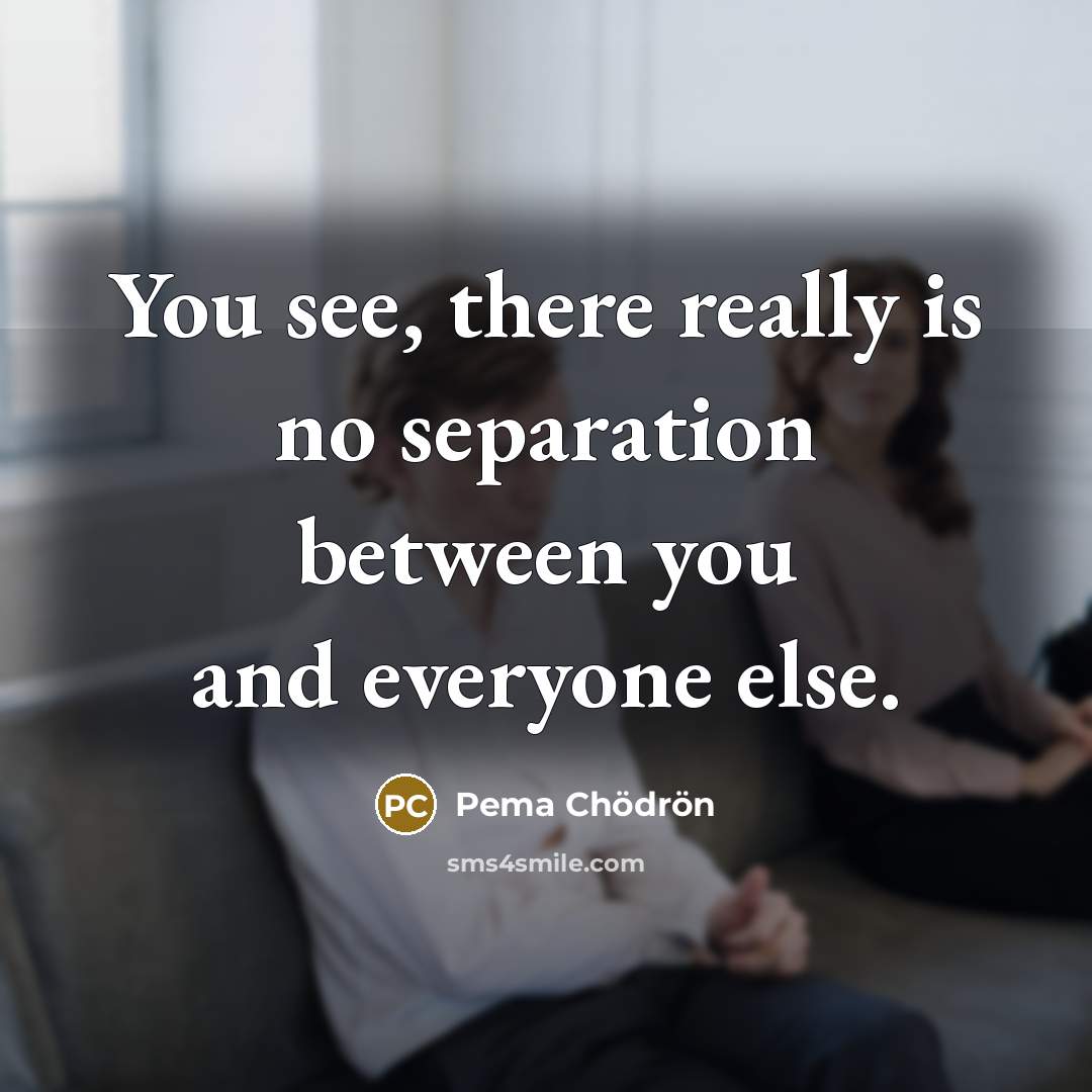 “You see, there really is no separation between you and…” quote by Pema Chodron