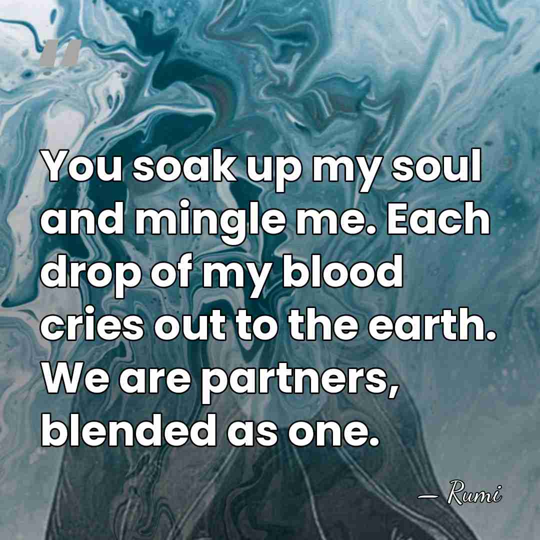 You soak up my soul and mingle me. Each drop of my&hellip; - Rumi