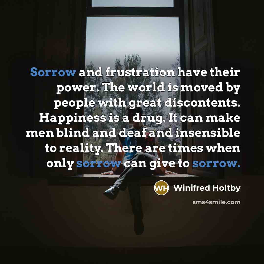 “Sorrow and frustration have their power. The world is moved…” quote by Winifred Holtby