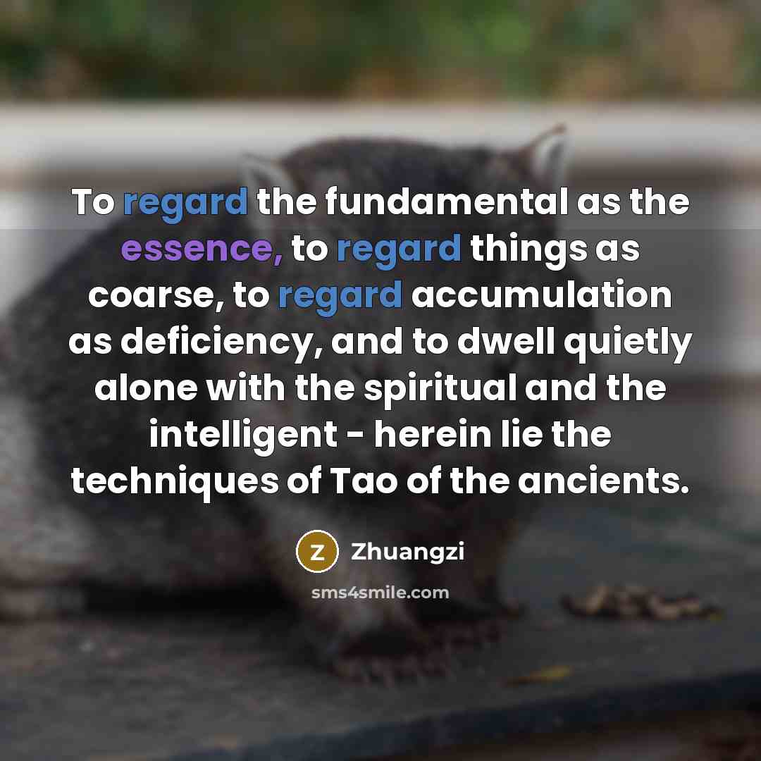 “To regard the fundamental as the essence, to regard things…” quote by Zhuangzi