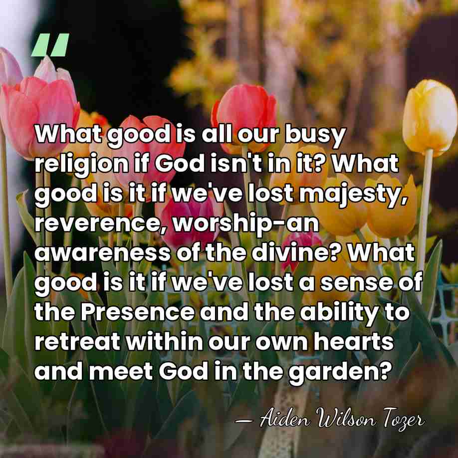 What good is all our busy religion if God isn't in it?&hellip; - Aiden Wilson Tozer