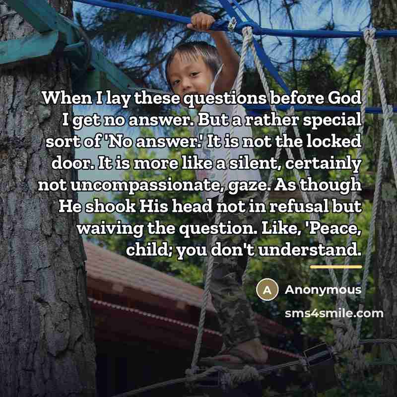 “When I lay these questions before God I get no…” quote by Anonymous