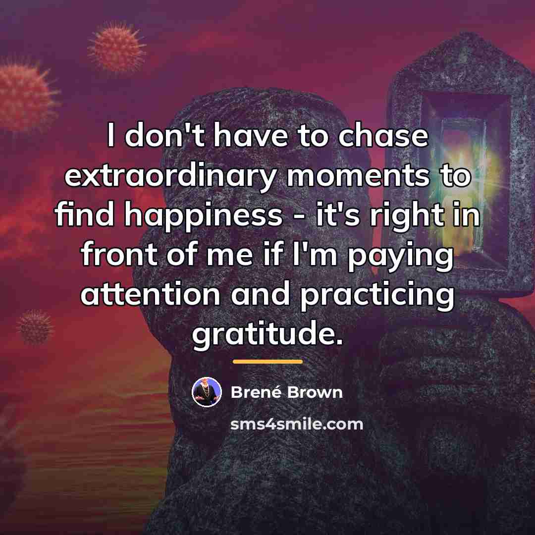“I don't have to chase extraordinary moments to find happiness…” quote by Brené Brown